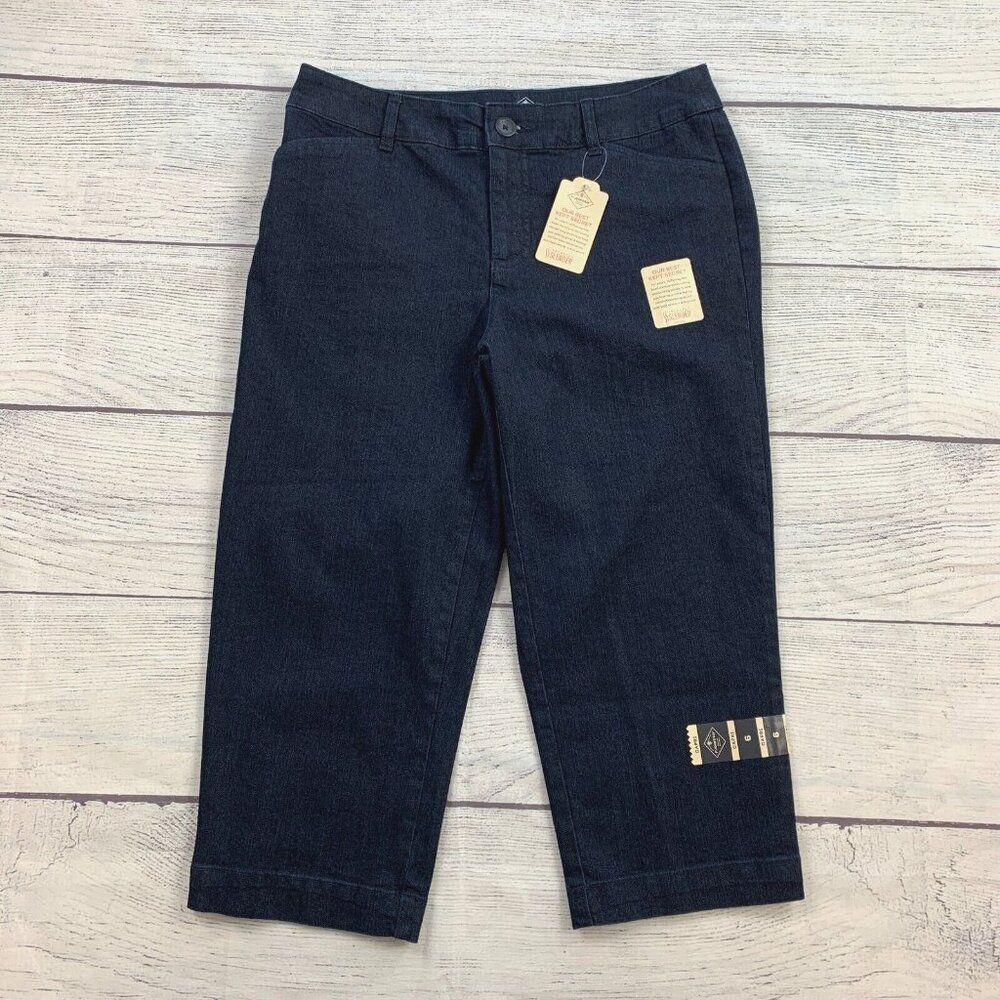 St. John's Bay Capri Jean 6 Dark Wash Secretly Slender Inseam 19" New NWT